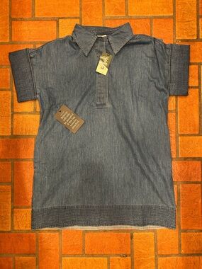 NWT Denim Trapunto Stitch Sofia Shirt Dress